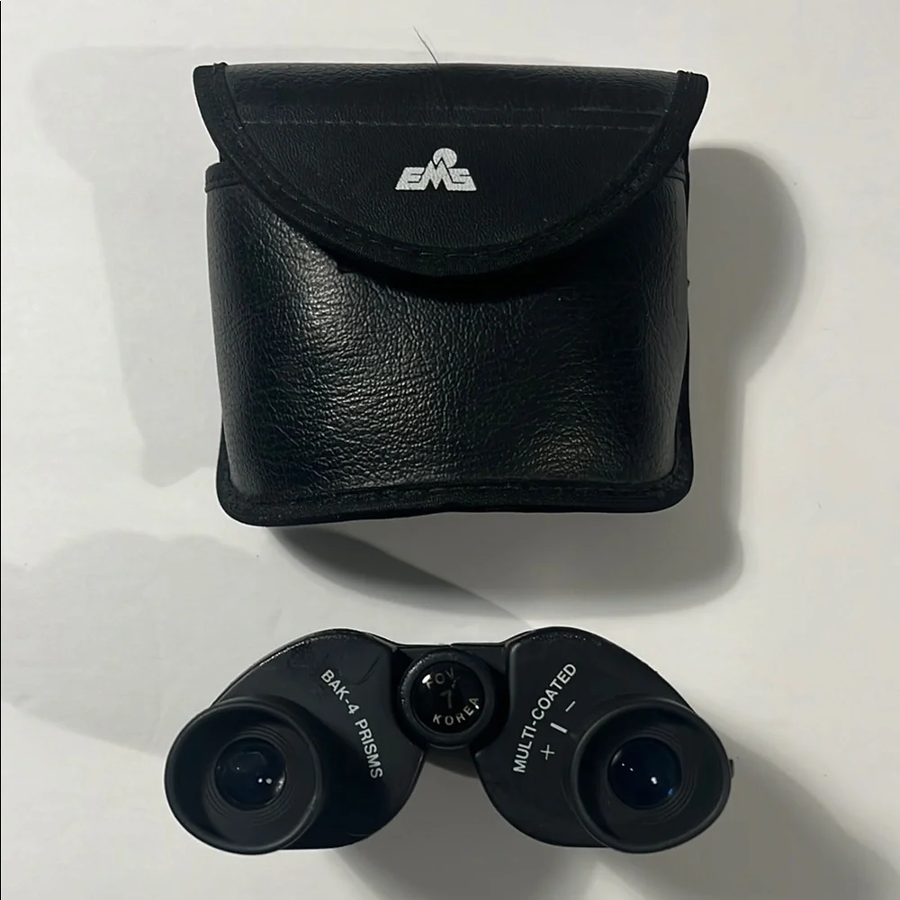 Ultra Compact 4”x3” Kids Black 8x21mm Binoculars with Case